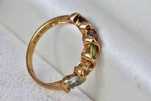 Load image into Gallery viewer, Sterling Silver Vermeil Multi Gemstone Ring Size 7 Signed
