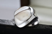 Load image into Gallery viewer, Sterling Silver Heavy Duty Wavy Illusion Dome Ring Size 6.5 Signed Mexico
