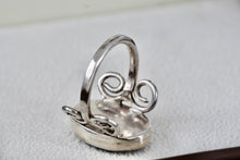 Load image into Gallery viewer, Sterling Silver Large Oval Green Jade Handmade Ring Size 7
