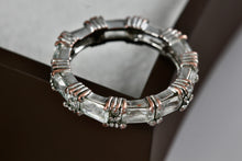 Load image into Gallery viewer, Sterling Silver CZ Diamond Emerald Cut Eternity Band Ring Size 7
