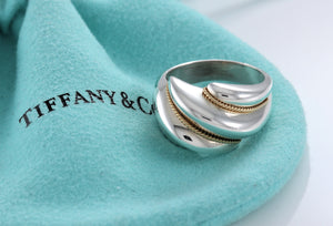 Tiffany & Co. 18K Gold & Silver Shrimp Rope Ring Size 5