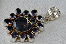 Load image into Gallery viewer, Sterling Silver Purple Gemstone Heavy Medallion Handmade Pendant
