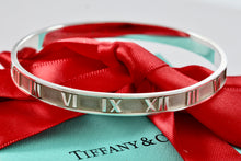 Load image into Gallery viewer, Tiffany &amp; Co. Atlas Sterling Silver Roman Numeral Bangle Small Bracelet
