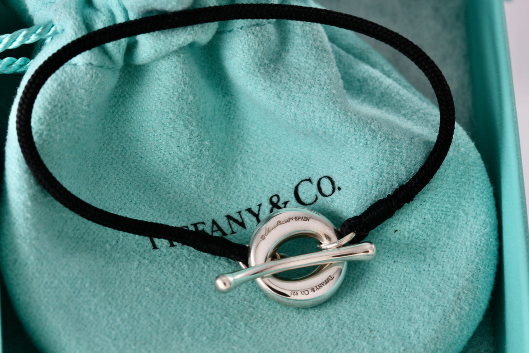 Tiffany & Co. Elsa Peretti Sevillana Silver Silk Cord Toggle 6.75
