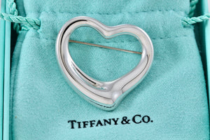 Tiffany & Co. Elsa Peretti Silver Large 35mm Open Heart Brooch Pin