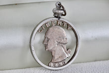 Load image into Gallery viewer, Handmade 1960 Silver American Quarter Detailed Carved Pendant
