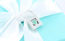Load image into Gallery viewer, Tiffany &amp; Co. Silver Blue Enamel Heart Padlock Pendant
