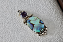 Load image into Gallery viewer, Sterling Silver Purple Amethyst Hinge Large Oval Abalone Shell Handmade Pendant
