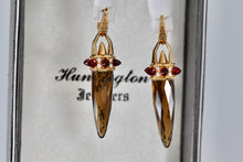 Load image into Gallery viewer, Stephen Webster 18Kt. Gold Smokey Topaz &amp; Garnet &quot;Russian Roulette&quot; Bullet Drop Earrings

