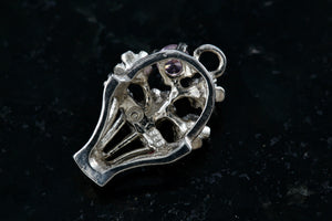 Sterling Silver Flower Bouquet Pink Sapphire Charm Pendant