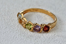 Load image into Gallery viewer, Sterling Silver Vermeil Multi Gemstone Ring Size 7 Signed
