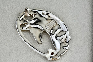 Gorham Sterling Silver Unicorn Floral Design Pendant