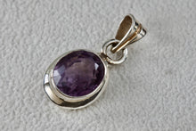 Load image into Gallery viewer, Sterling Silver Oval Cut Purple Amethyst Pendant
