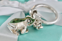 Load image into Gallery viewer, Tiffany &amp; Co. Nature Vintage Silver Green Black Enamel Frog Pendant Keychain
