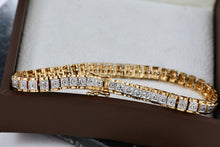 Load image into Gallery viewer, Vermeil Sterling Silver Diamond Etched Link 8.5&quot; Tennis Bracelet Signed
