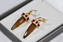 Load image into Gallery viewer, Stephen Webster 18Kt. Gold Smokey Topaz &amp; Garnet &quot;Russian Roulette&quot; Bullet Drop Earrings
