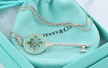 Load image into Gallery viewer, Tiffany &amp; Co. Silver Blue Enamel Large Knot Key Pendant Necklace
