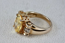 Load image into Gallery viewer, Sterling Silver Vermeil CZ Diamond Scroll Oval Citrine Cocktail Ring Size 8
