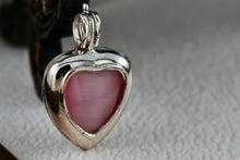 Load image into Gallery viewer, Sterling Silver Pink Caged Heart Moonstone Charm Pendant
