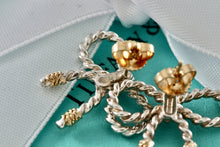 Load image into Gallery viewer, Tiffany &amp; Co. 18K Gold &amp; Silver Twist Rope Coil Ribbon Bow Earrings Vintage
