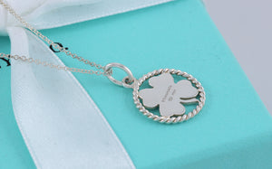 Tiffany & Co. Silver Twist Clover Charm Pendant Necklace