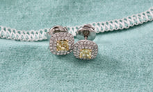 Load image into Gallery viewer, Tiffany &amp; Co. 18Kt. White Gold Platinum Soleste Cushion Cut Diamond Earrings
