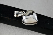 Load image into Gallery viewer, Sterling Silver Puffy Floating Heart Dangle Bell Charm Pendant
