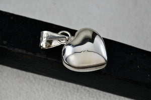 Sterling Silver Puffy Floating Heart Dangle Bell Charm Pendant