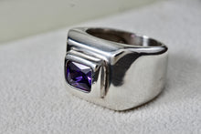 Load image into Gallery viewer, Sterling Silver Rectangle Purple Amethyst Square Dome Ring Size 6.5 Signed
