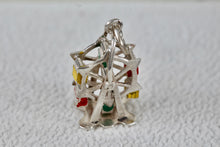 Load image into Gallery viewer, Vintage Sterling Silver Painted Enamel Ferris Wheel Charm Pendant
