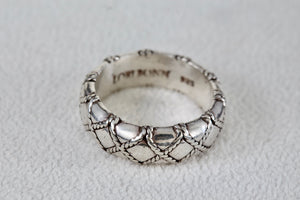 Lori Bonn Sterling Silver Rope Quilt Wide Band Ring Size 8
