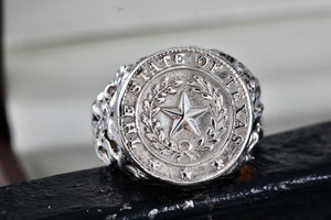 Sterling Silver State of Texas Heavy Duty Wide Band Ring Size 11.5