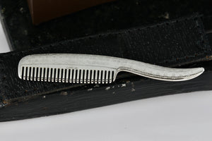 Sterling Silver Mini Comb Brush w/ Leather Case