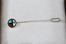 Load image into Gallery viewer, Native American Silver Coral, Pearl, Onyx &amp; Turquoise Inlay Handmade Hair Pin Brooch
