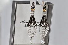 Load image into Gallery viewer, Sevan Bicakci 18Kt. Oxidized Gold Platinum Diamond Pearl Chandelier Drop Great Gatsby Earrings
