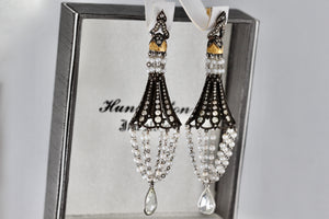 Sevan Bicakci 18Kt. Oxidized Gold Platinum Diamond Pearl Chandelier Drop Great Gatsby Earrings