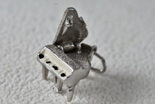 Load image into Gallery viewer, MEM Sterling Silver Black White Enamel Grand Piano Charm Pendant RARE
