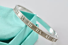 Load image into Gallery viewer, Tiffany &amp; Co. Atlas Sterling Silver Roman Numeral Bangle Small Bracelet
