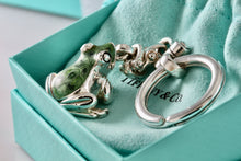 Load image into Gallery viewer, Tiffany &amp; Co. Nature Vintage Silver Green Black Enamel Frog Pendant Keychain
