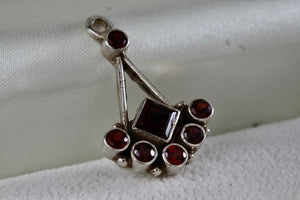 Sterling Silver Red Garnets Pendulum Pendant