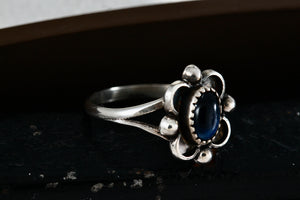 Sterling Silver Small Vintage Oval Cut Blue Star Sapphire Handmade Ring Size 7.5