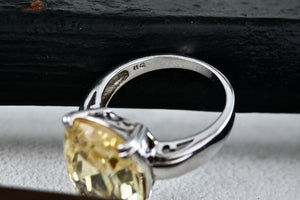 Sterling Silver Large Oval Cushion Cut Citrine Cocktail Ring Size 8