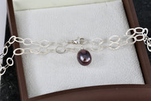 Load image into Gallery viewer, Sterling Silver Large Black Tahitian Pearl Oval Link 19&quot; Necklace
