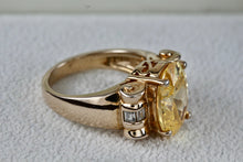 Load image into Gallery viewer, Sterling Silver Vermeil CZ Diamond Scroll Oval Citrine Cocktail Ring Size 8
