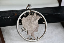 Load image into Gallery viewer, Silver Handmade 1922 American Morgan Dollar Detailed Carved Pendant
