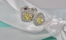 Load image into Gallery viewer, Tiffany &amp; Co. 18Kt. White Gold Platinum Soleste Cushion Cut Diamond Earrings
