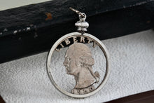 Load image into Gallery viewer, Handmade 1960 Silver American Quarter Detailed Carved Pendant
