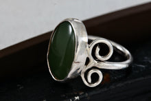 Load image into Gallery viewer, Sterling Silver Large Oval Green Jade Handmade Ring Size 7

