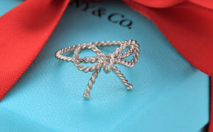 Tiffany & Co. Silver Twist Rope Ribbon Ring Size 5.5