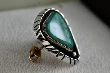 Load image into Gallery viewer, Native American Sterling Silver Turquoise Pyramid Brooch Signed SS
